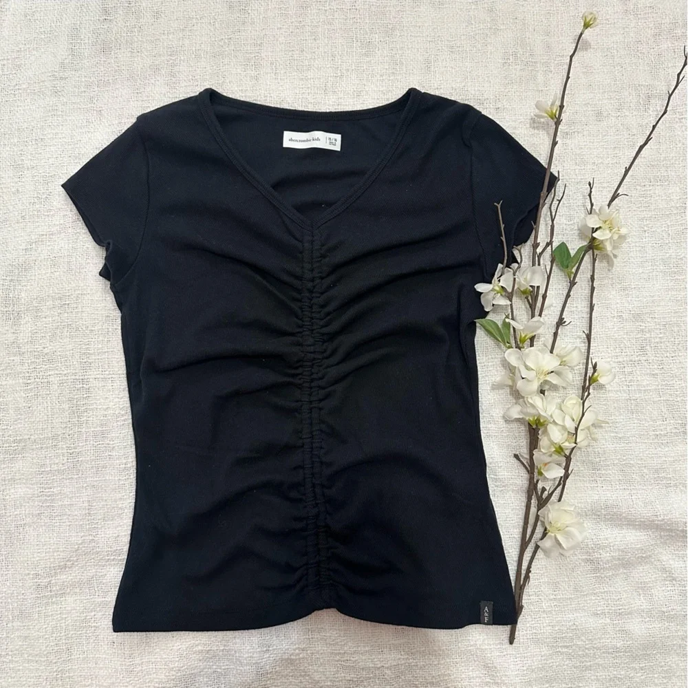 abercrombie kids front cinched tshirt black size 15/16
